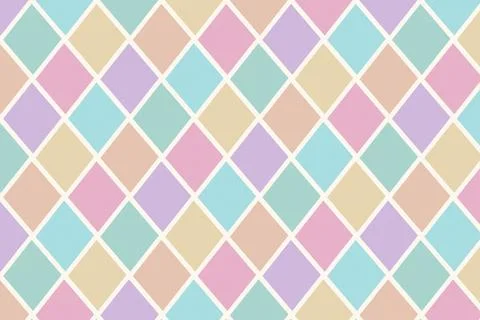 A seamless pastel diamond pattern with soft blue, pink, and purple hues, cr.. Stock-Illustration