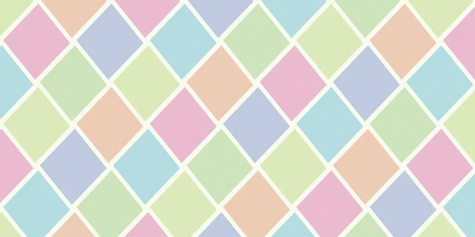 A seamless pastel diamond pattern in soft blue, pink, green, and peach crea.. Stock Illustration