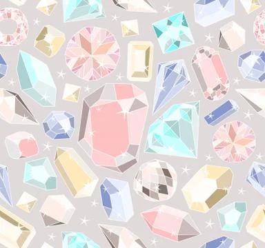 Seamless pastel diamonds pattern. background with colorful gemstones. Stock Illustration