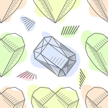 Seamless pastel diamonds pattern. Background with colorful gemstones. 스톡 일러스트