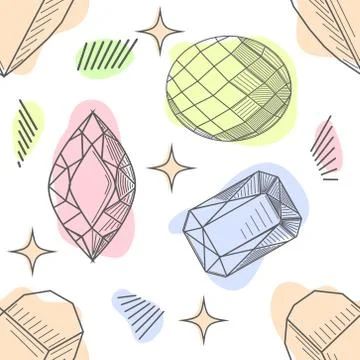 Seamless pastel diamonds pattern. Background with colorful gemstones. 스톡 일러스트