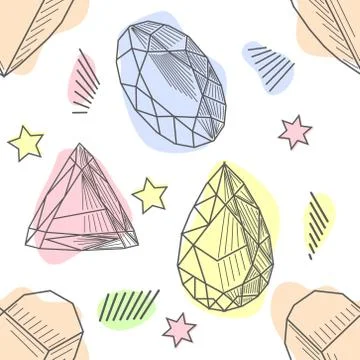 Seamless pastel diamonds pattern. Background with colorful gemstones. Illustrazione stock