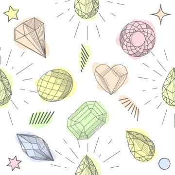 Seamless pastel diamonds pattern. Background with colorful gemstones. イラスト素材