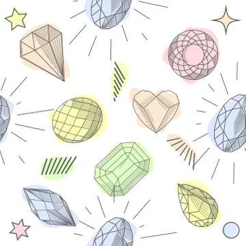 Seamless pastel diamonds pattern. Background with colorful gemstones. Stockillustratie