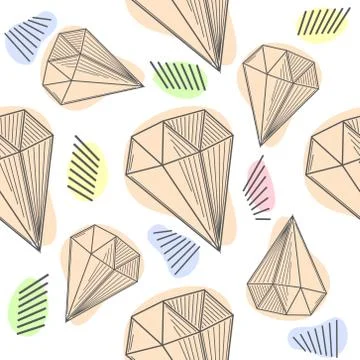 Seamless pastel diamonds pattern. Background with colorful gemstones. 스톡 일러스트