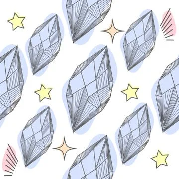 Seamless pastel diamonds pattern. Background with colorful gemstones. 스톡 일러스트