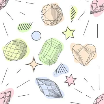 Seamless pastel diamonds pattern. Background with colorful gemstones. 스톡 일러스트
