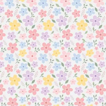 Seamless Pastel Ditsy Floral Pattern with Small Wildflowers on Light Backgrou Stock Illustration