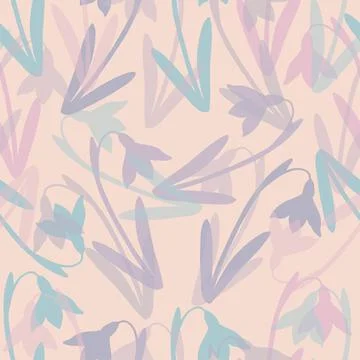 Seamless pastel doodle flowers pattern  background , greeting card or fabric Stock Illustration