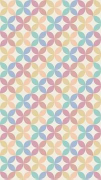 A seamless pastel geometric pattern of overlapping circles in blue, pink, c.. Stock Illustration