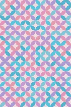A seamless pastel geometric pattern of overlapping rounded petals in pink, .. 스톡 일러스트
