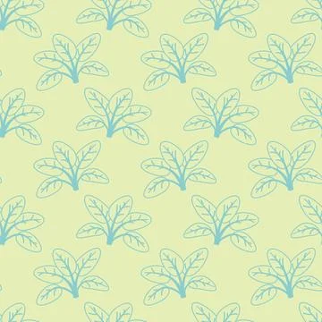 Seamless pastel green pattern of stylized leafy plants. Perfect for textile d Stock Illustration