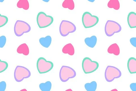 Seamless pastel heart pattern on a white background Stock Illustration