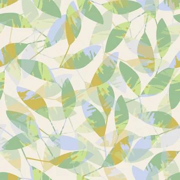 Seamless pastel leafs pattern background , greeting card or fabric Stock Illustration