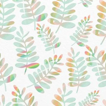 Seamless pastel leaves pattern on paper background , greeting card or fabric Stock Illustration