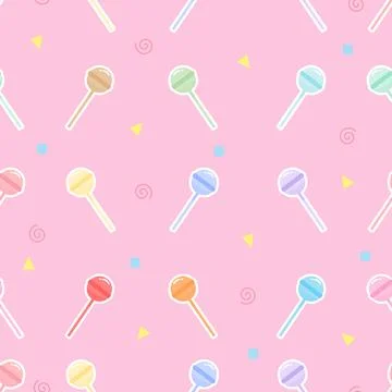 Seamless pastel lollipop candy pattern cute sweet dessert background for kids Illustrazione stock