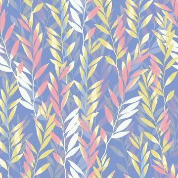 Seamless pastel mess leaves pattern background , greeting card or fabric Stock Illustration