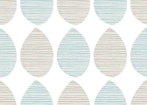 Seamless pastel nature vector pattern. Grey and blue leaves with lines Ilustração Stock