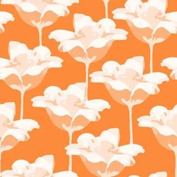 Seamless pastel orange flowers pattern background , greeting card or fabric Stock Illustration