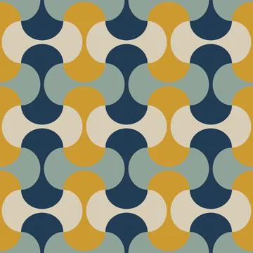 Seamless pastel pattern in 60s style. Template for fabric. Stock Illustration