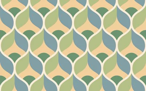 Seamless pastel pattern in 60s style. Template for fabric or wrapping. Stock Illustration