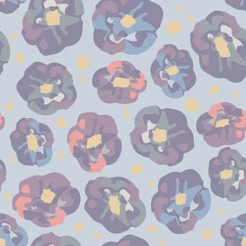 Seamless pastel pattern background with doodle abstract flowers , greeting ca Stock Illustration