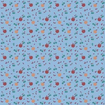 Seamless pastel pattern with cherries and apples Stock Illustration
