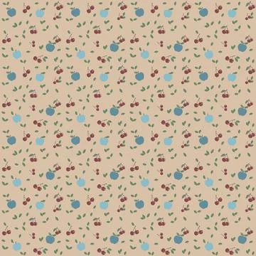 Seamless pastel pattern with cherries and apples Stock Illustration