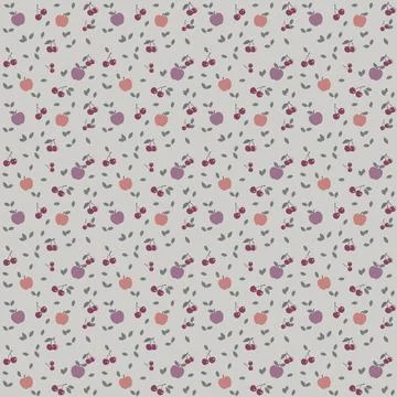 Seamless pastel pattern with cherries and apples Stock Illustration