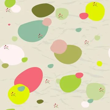 Seamless pastel pattern with floral elements on crumpled paper background. Stock Illustration