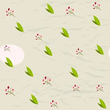 Seamless pastel pattern with floral elements on crumpled paper background. Stock Illustration