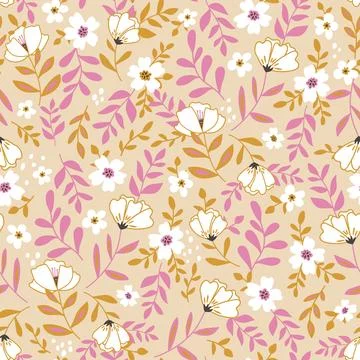 Seamless pastel pattern with flowers. Creative hight detailed floral texture. Stock Illustration
