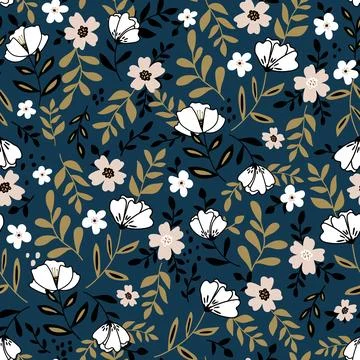 Seamless pastel pattern with flowers. Creative hight detailed floral texture. Stock Illustration