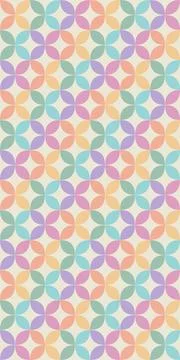 A seamless pastel pattern of interlocking rounded floral circles in mint, p.. Illustrazione stock