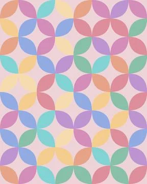 A seamless pastel pattern of overlapping circles creates a playful, soft ba.. Stock Illustration