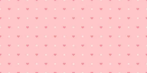 Seamless pastel pink pattern with small hearts and dots. Cute flat style 库存插图