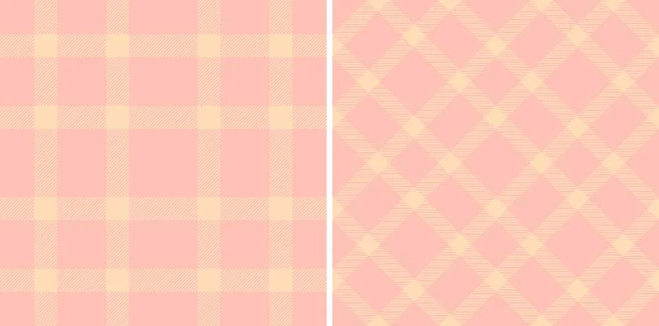 Seamless pastel plaid patterns. Soft pink  cream checkered textures. Perfect  Illustrazione stock