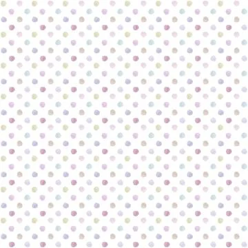 Seamless pastel polka dot pattern of multicolored watercolor dots. Stock Illustration