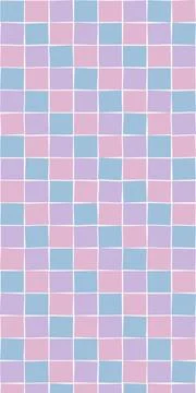 Seamless pastel square grid pattern in soft pink, purple, and blue, creatin.. Illustrazione stock