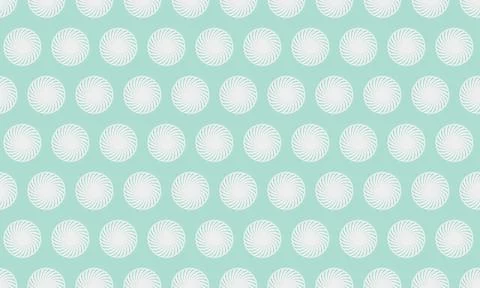 Seamless pastel teal pattern with repeating white spiral circles.  Perfect fo Stock Illustration