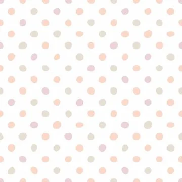 Seamless pastel vector pattern with pink polka dots on a white background Stock Illustration