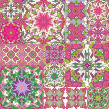 Seamless patchwork background. Oriental ornament motifs. Colorful bright Stock Illustration