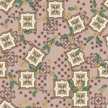 Seamless patchwork flower pattern on background Stock Illustration