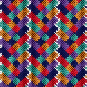 Seamless patchwork knitting pattern 库存插图