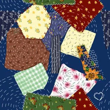 Seamless patchwork patchwork pattern. Textile pattern from pieces of fabric.  Stockillustratie