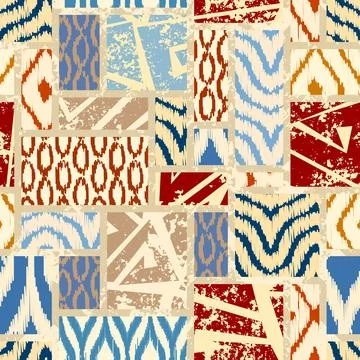 Seamless patchwork pattern. A collection of hand-drawn textures. Animal print Illustrazione stock