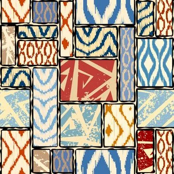 Seamless patchwork pattern. A collection of hand-drawn textures. Animal print Stock Illustration