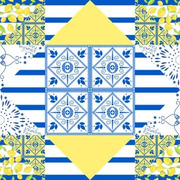 Seamless patchwork pattern. Quilted fabric style. Illustrazione stock