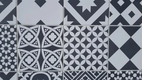 Seamless patchwork tile with Victorian motives Spanish tile pattern Stock Photos