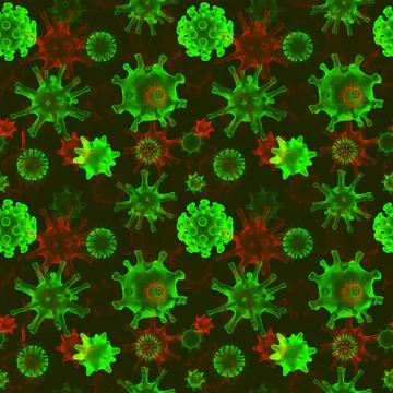 Seamless patern of Different kinds of viruses, coronavirus, herpes Stock-Illustration
